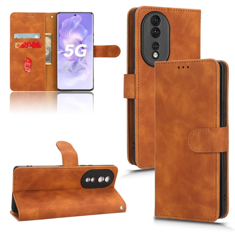 For Honor 80 5G Skin Feel Magnetic Flip Leather Phone Case