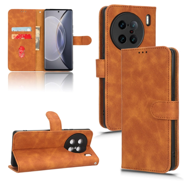 For  vivo X90 Pro+ Skin Feel Magnetic Flip Leather Phone Case