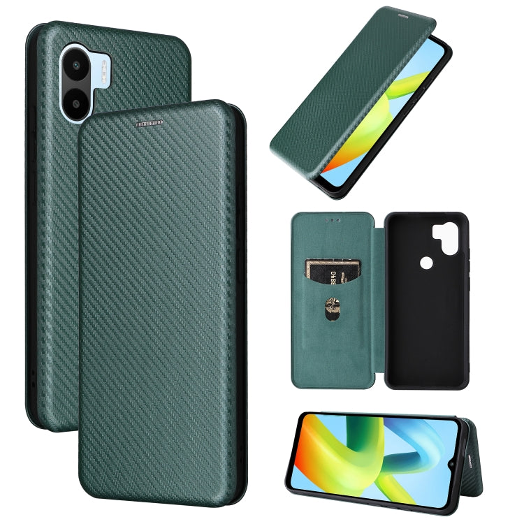 For Xiaomi Redmi A1+ Global Carbon Fiber Texture Horizontal Flip PU Phone Case