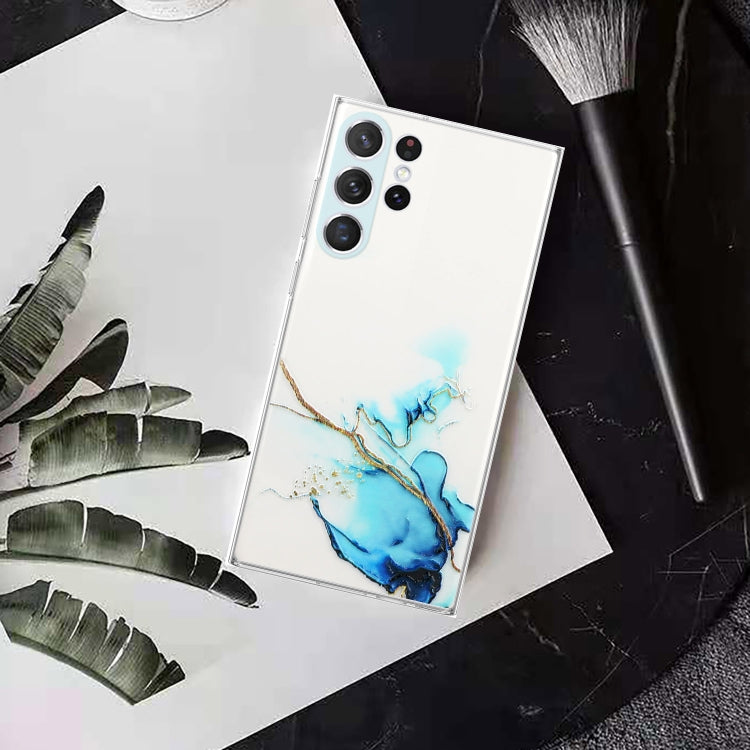 For Samsung Galaxy S23 Ultra 5G Hollow Marble Pattern TPU Precise Hole Phone Protective Case