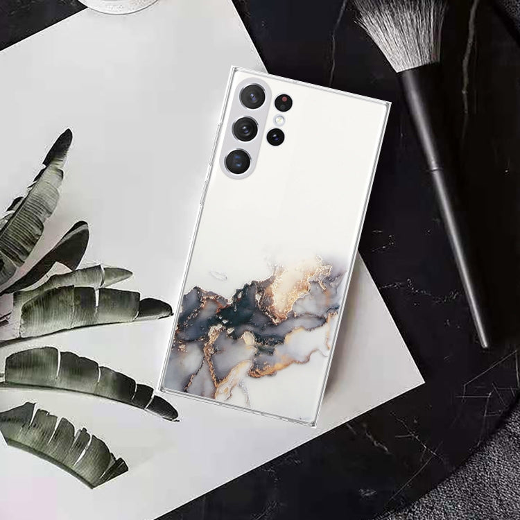 For Samsung Galaxy S23 Ultra 5G Hollow Marble Pattern TPU Precise Hole Phone Protective Case