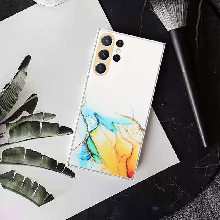 For Samsung Galaxy S23 Ultra 5G Hollow Marble Pattern TPU Precise Hole Phone Protective Case