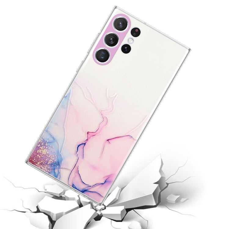 For Samsung Galaxy S23 Ultra 5G Hollow Marble Pattern TPU Precise Hole Phone Protective Case