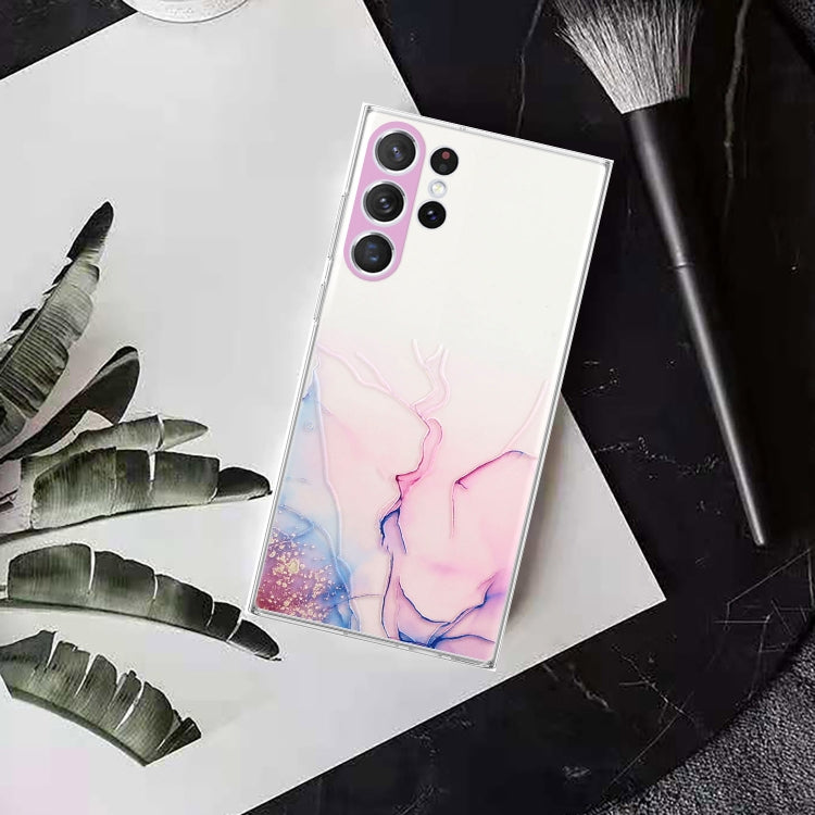 For Samsung Galaxy S23 Ultra 5G Hollow Marble Pattern TPU Precise Hole Phone Protective Case