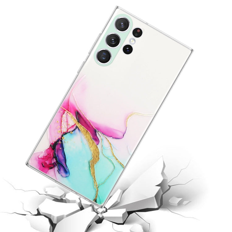 For Samsung Galaxy S23 Ultra 5G Hollow Marble Pattern TPU Precise Hole Phone Protective Case