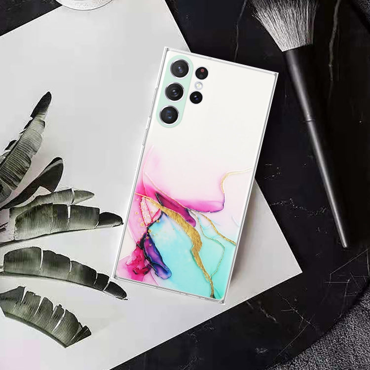 For Samsung Galaxy S23 Ultra 5G Hollow Marble Pattern TPU Precise Hole Phone Protective Case