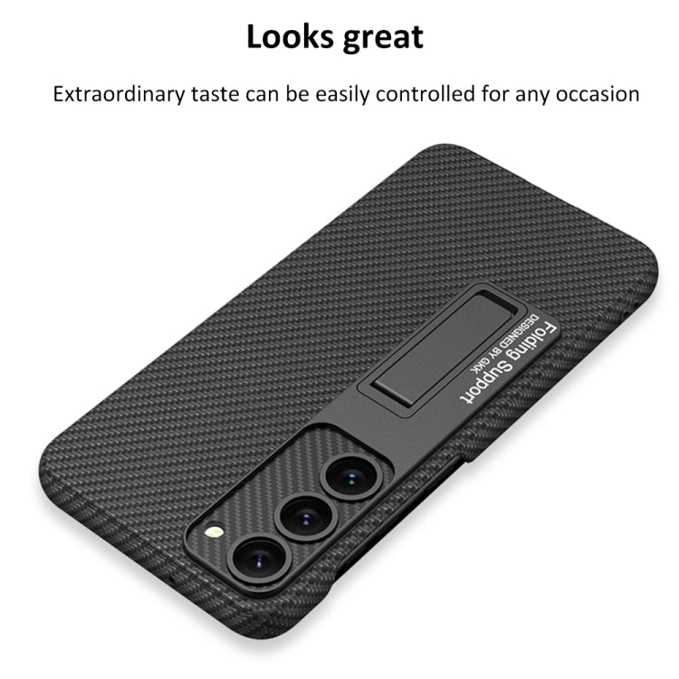 For Samsung Galaxy S23 5G GKK Plain Leather Shockproof Phone Case with Holder