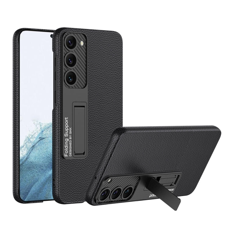 For Samsung Galaxy S23+ 5G GKK Plain Leather Shockproof Phone Case with Holder