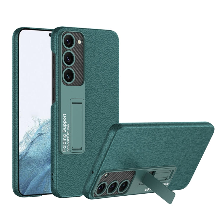 For Samsung Galaxy S23+ 5G GKK Plain Leather Shockproof Phone Case with Holder