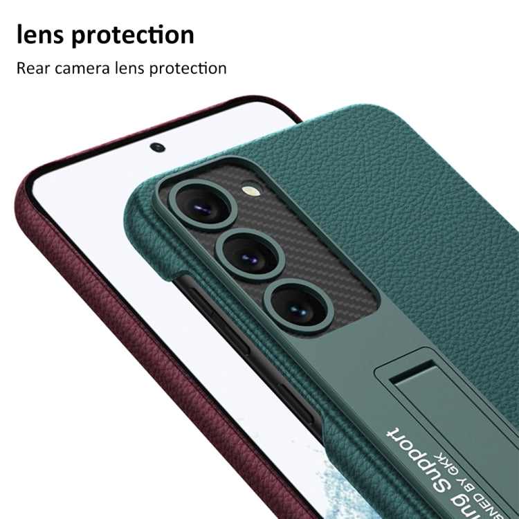 For Samsung Galaxy S23+ 5G GKK Plain Leather Shockproof Phone Case with Holder