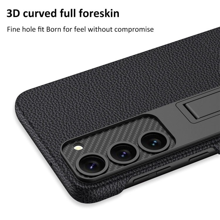 For Samsung Galaxy S23+ 5G GKK Plain Leather Shockproof Phone Case with Holder
