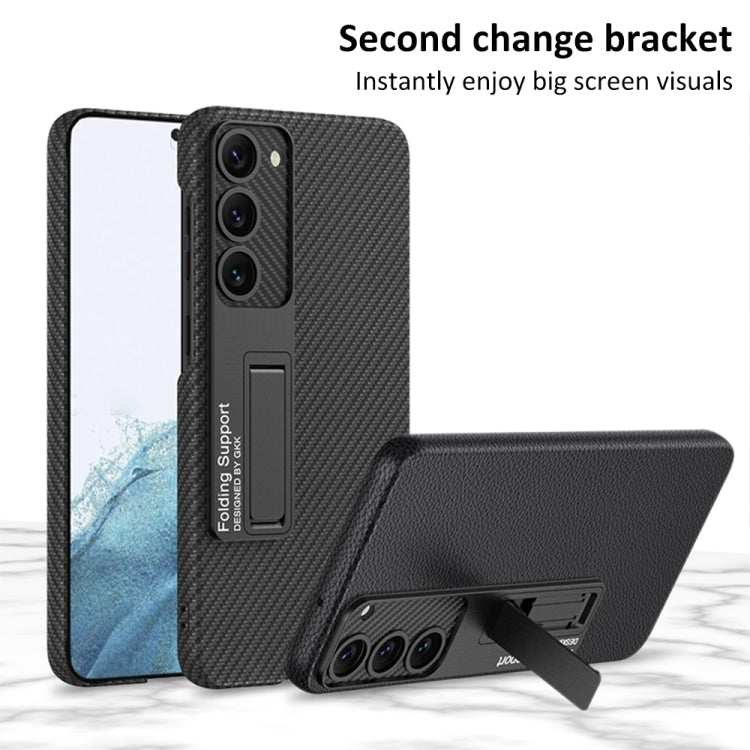 For Samsung Galaxy S23+ 5G GKK Plain Leather Shockproof Phone Case with Holder