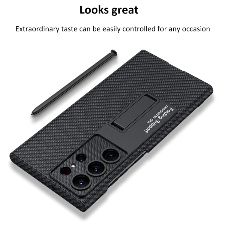 For Samsung Galaxy S23 Ultra 5G GKK Plain Leather Shockproof Phone Case with Holder