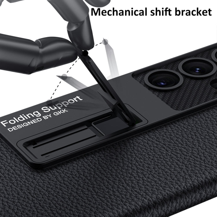 For Samsung Galaxy S23 Ultra 5G GKK Plain Leather Shockproof Phone Case with Holder