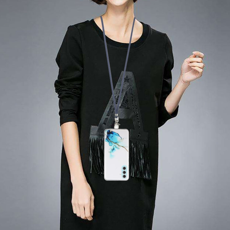 For Samsung Galaxy S23 5G Hollow Marble Pattern TPU Shockproof Phone Case with Neck Strap Rope