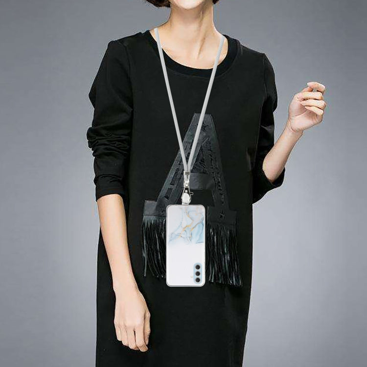 For Samsung Galaxy S23 5G Hollow Marble Pattern TPU Shockproof Phone Case with Neck Strap Rope