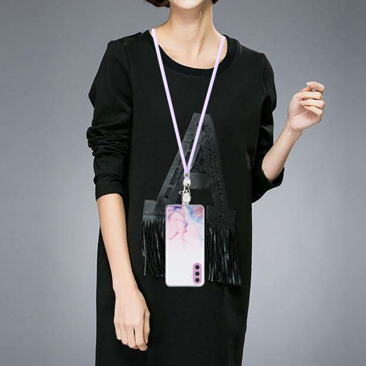 For Samsung Galaxy S23 5G Hollow Marble Pattern TPU Shockproof Phone Case with Neck Strap Rope