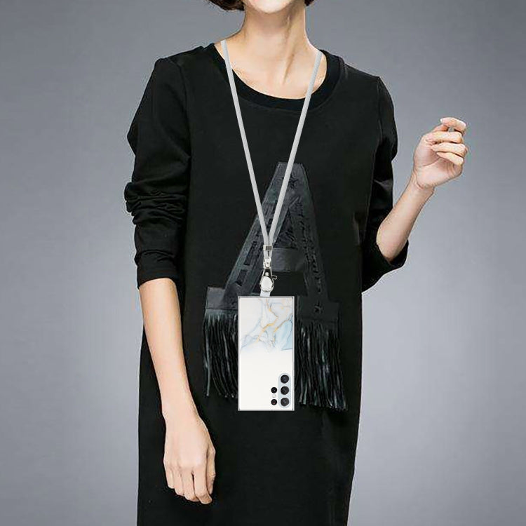 For Samsung Galaxy S23 Ultra 5G Hollow Marble Pattern TPU Shockproof Phone Case with Neck Strap Rope