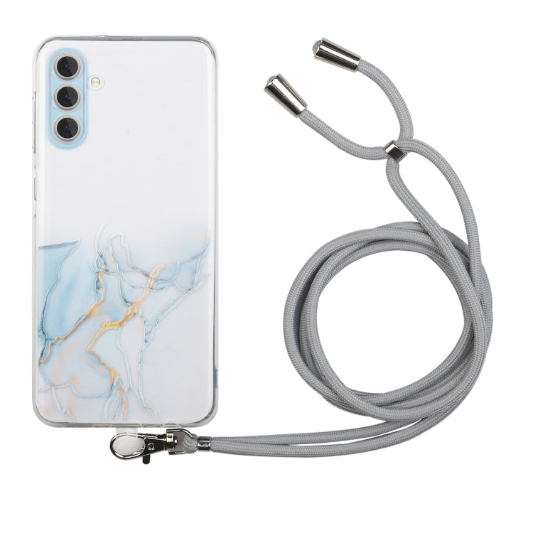 For Samsung Galaxy S23+ 5G Hollow Marble Pattern TPU Shockproof Phone Case with Neck Strap Rope