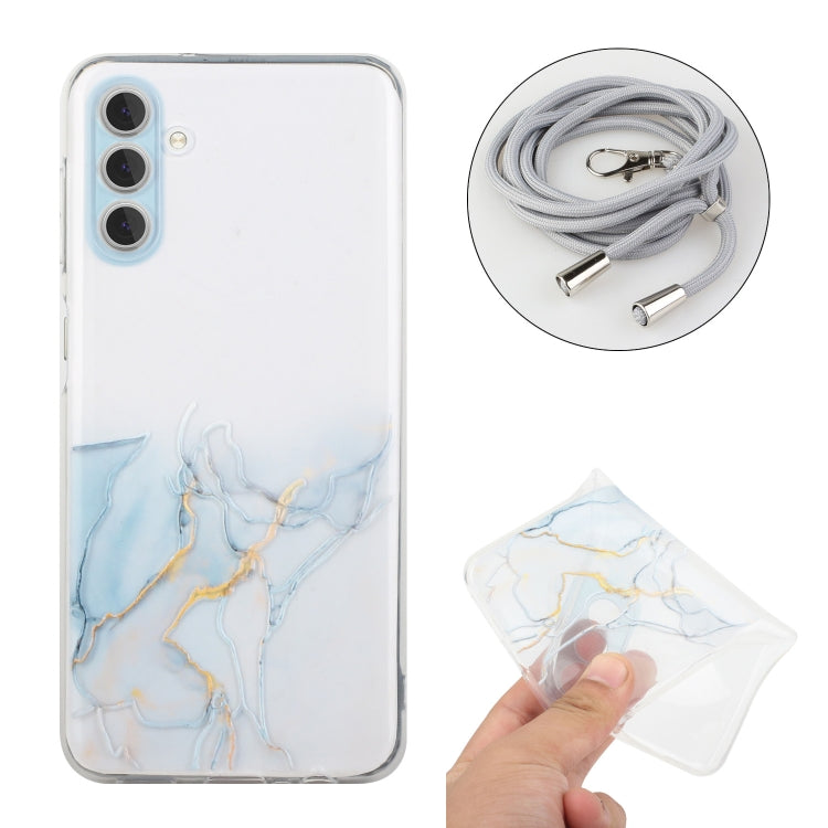 For Samsung Galaxy S23+ 5G Hollow Marble Pattern TPU Shockproof Phone Case with Neck Strap Rope