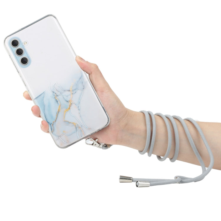 For Samsung Galaxy S23+ 5G Hollow Marble Pattern TPU Shockproof Phone Case with Neck Strap Rope
