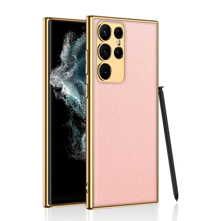 For Samsung Galaxy S23 Ultra 5G GKK Plating TPU + Leather Full Coverage Phone Case