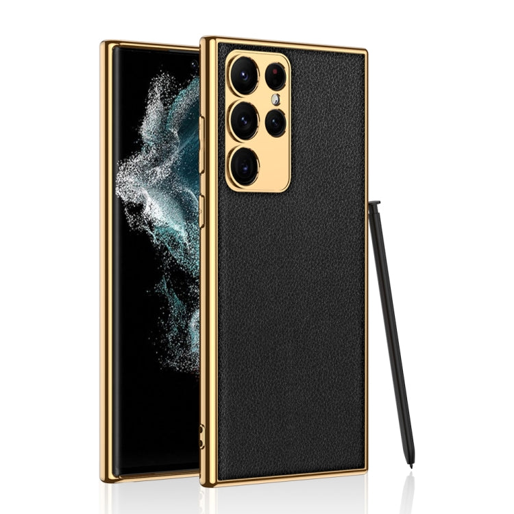 For Samsung Galaxy S23 Ultra 5G GKK Plating TPU + Leather Full Coverage Phone Case