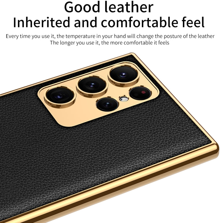 For Samsung Galaxy S23 Ultra 5G GKK Plating TPU + Leather Full Coverage Phone Case