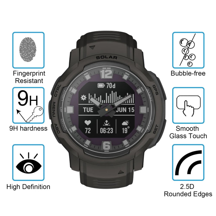 For Garmin Instinct Crossover Smart Watch Tempered Glass Film Screen Protector