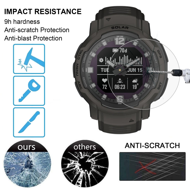 For Garmin Instinct Crossover Smart Watch Tempered Glass Film Screen Protector
