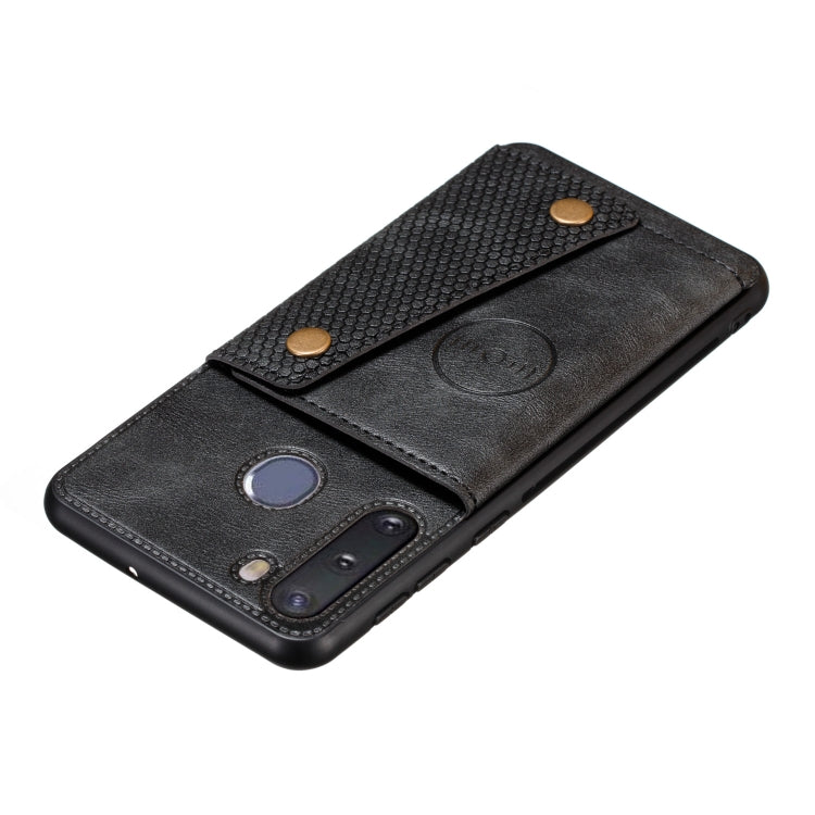 For Galaxy A21 PU + TPU Shockproof Magnetic Protective Case with Card Slots