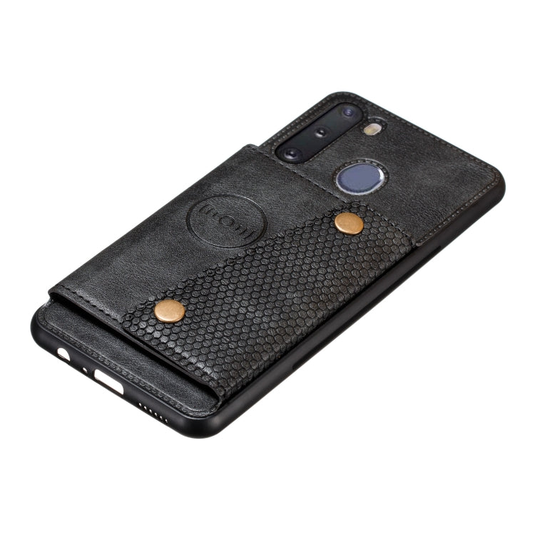 For Galaxy A21 PU + TPU Shockproof Magnetic Protective Case with Card Slots