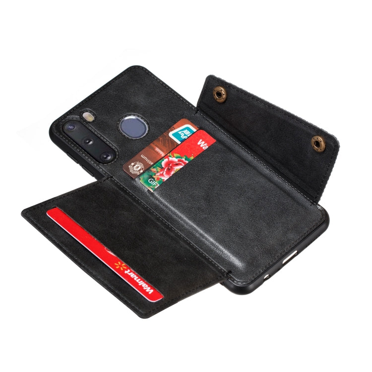 For Galaxy A21 PU + TPU Shockproof Magnetic Protective Case with Card Slots