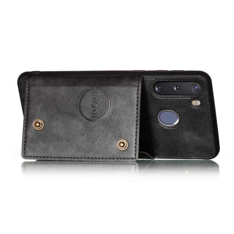 For Galaxy A21 PU + TPU Shockproof Magnetic Protective Case with Card Slots
