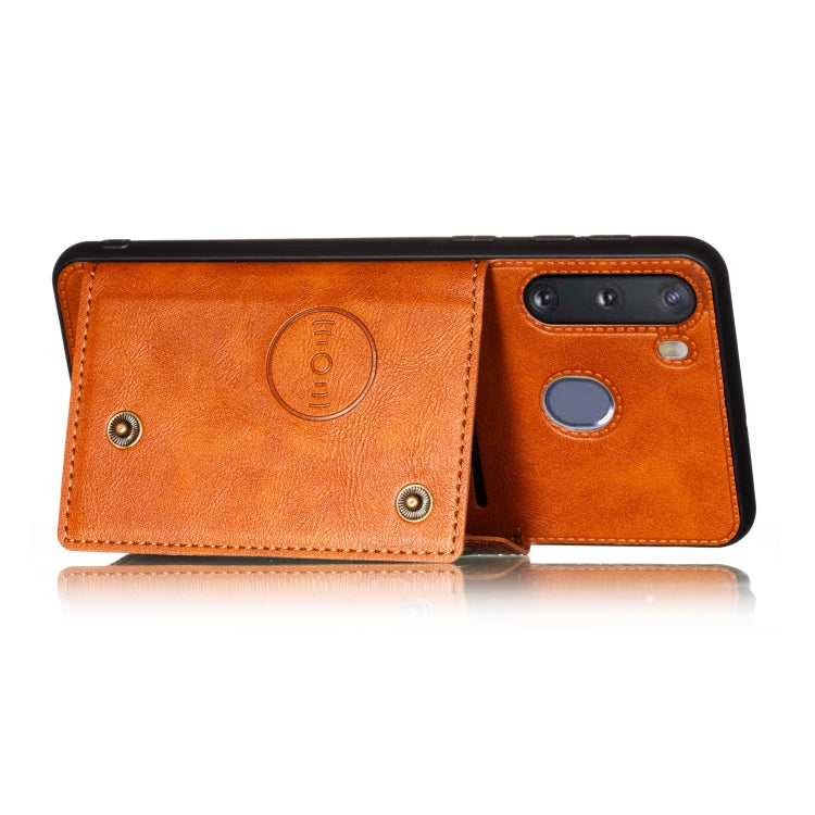 For Galaxy A21 PU + TPU Shockproof Magnetic Protective Case with Card Slots