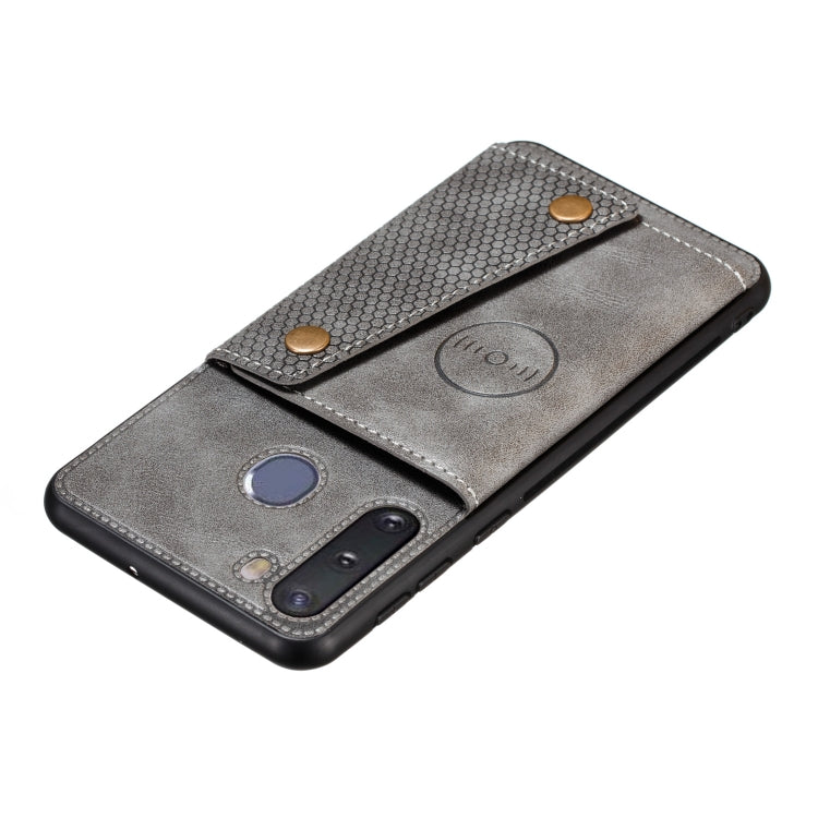 For Galaxy A21 PU + TPU Shockproof Magnetic Protective Case with Card Slots