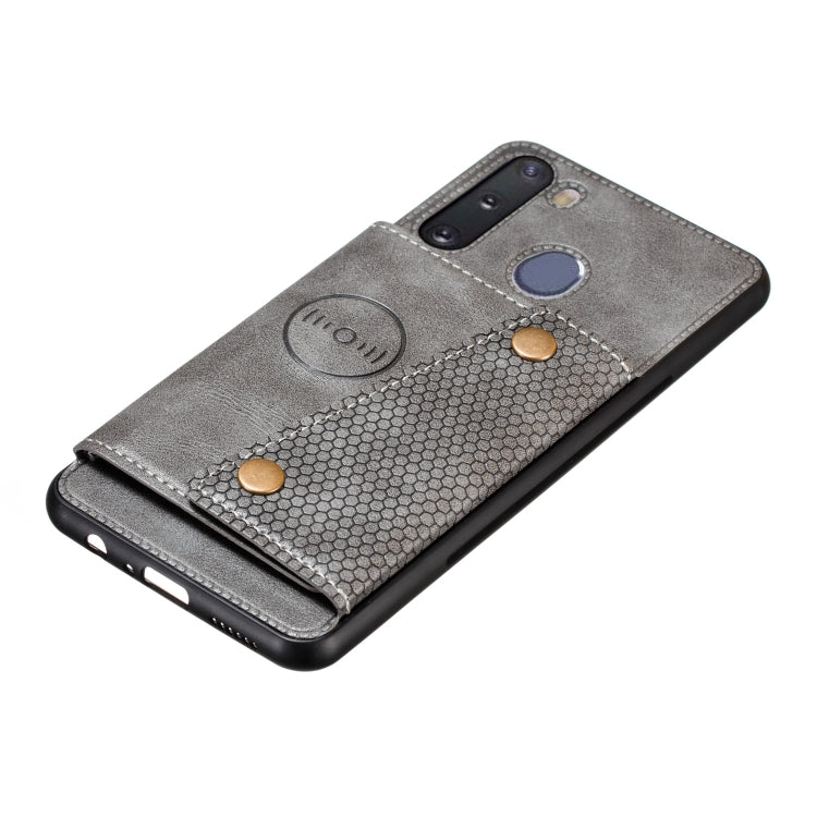 For Galaxy A21 PU + TPU Shockproof Magnetic Protective Case with Card Slots