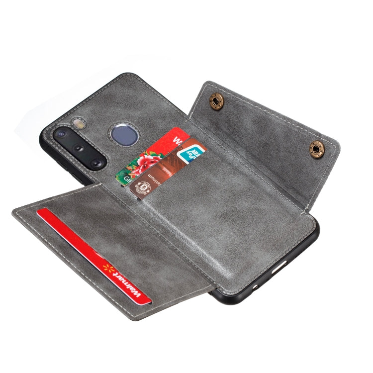 For Galaxy A21 PU + TPU Shockproof Magnetic Protective Case with Card Slots