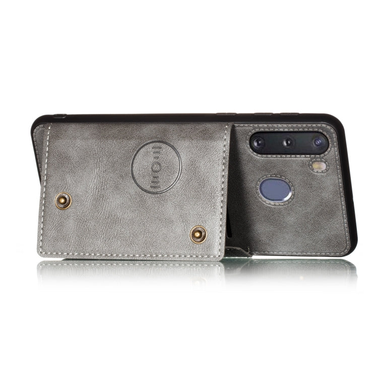 For Galaxy A21 PU + TPU Shockproof Magnetic Protective Case with Card Slots