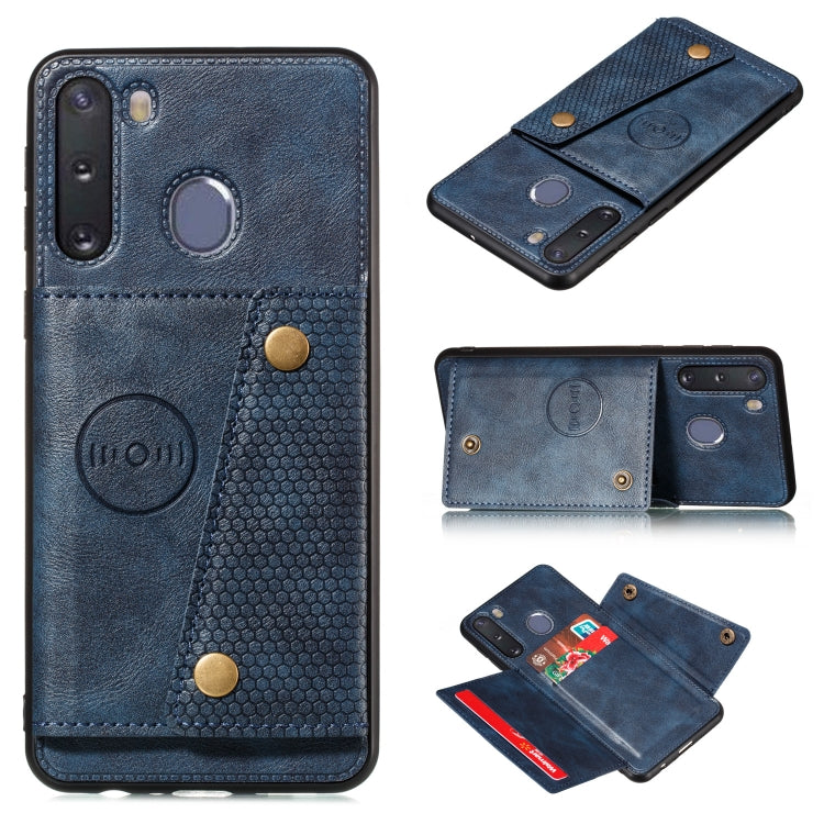 For Galaxy A21 PU + TPU Shockproof Magnetic Protective Case with Card Slots