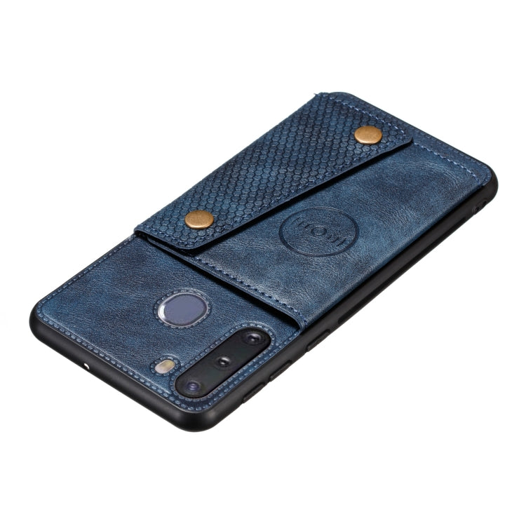 For Galaxy A21 PU + TPU Shockproof Magnetic Protective Case with Card Slots