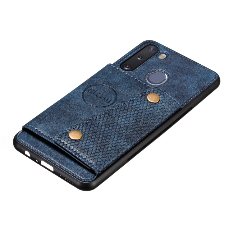 For Galaxy A21 PU + TPU Shockproof Magnetic Protective Case with Card Slots