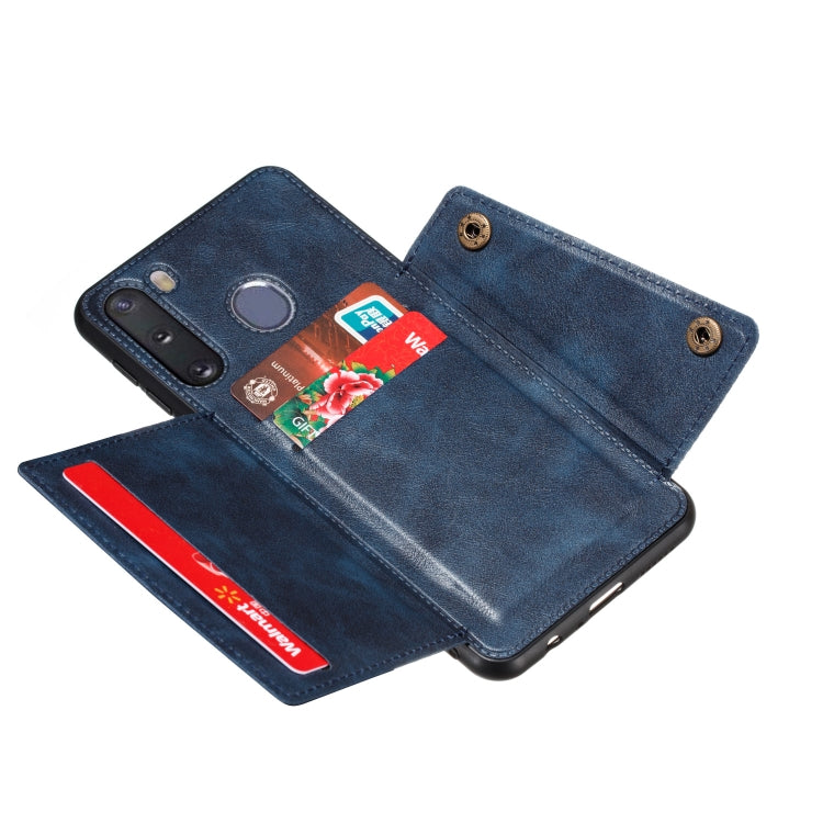 For Galaxy A21 PU + TPU Shockproof Magnetic Protective Case with Card Slots