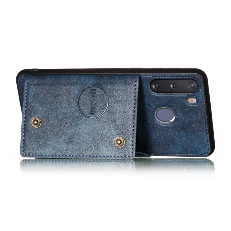 For Galaxy A21 PU + TPU Shockproof Magnetic Protective Case with Card Slots