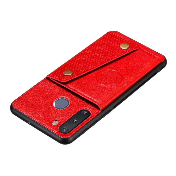 For Galaxy A21 PU + TPU Shockproof Magnetic Protective Case with Card Slots
