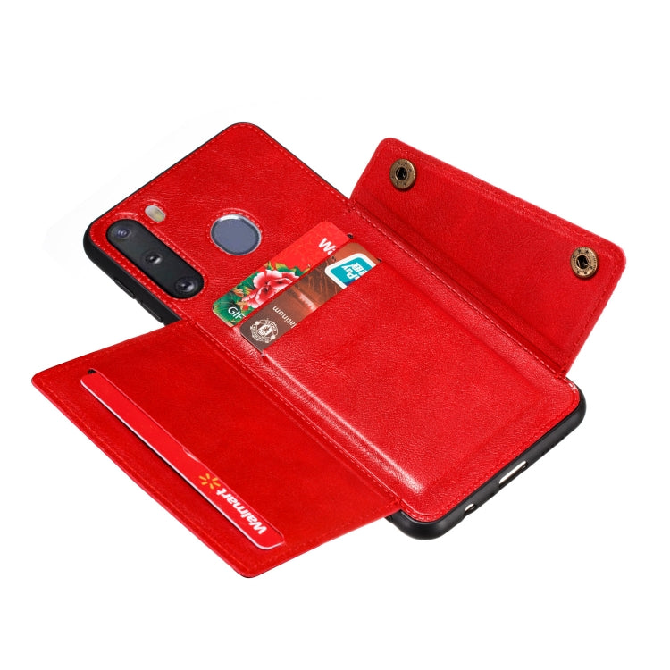 For Galaxy A21 PU + TPU Shockproof Magnetic Protective Case with Card Slots
