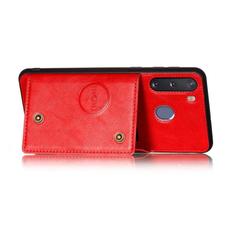 For Galaxy A21 PU + TPU Shockproof Magnetic Protective Case with Card Slots