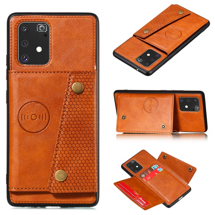 For Galaxy A91 / M80s PU + TPU Shockproof Magnetic Protective Case with Card Slots