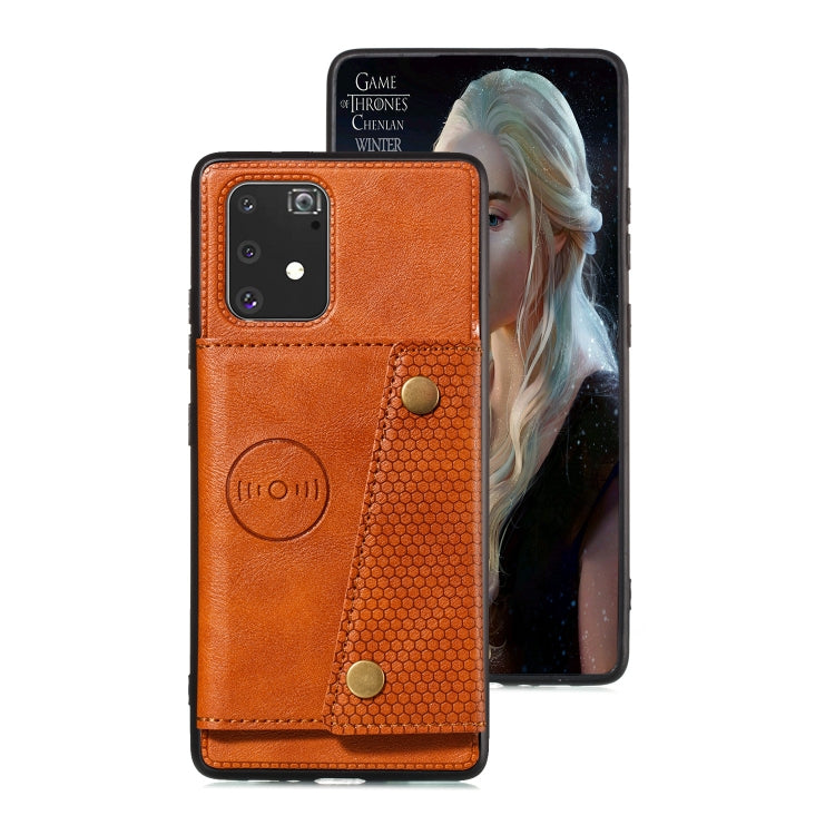 For Galaxy A91 / M80s PU + TPU Shockproof Magnetic Protective Case with Card Slots