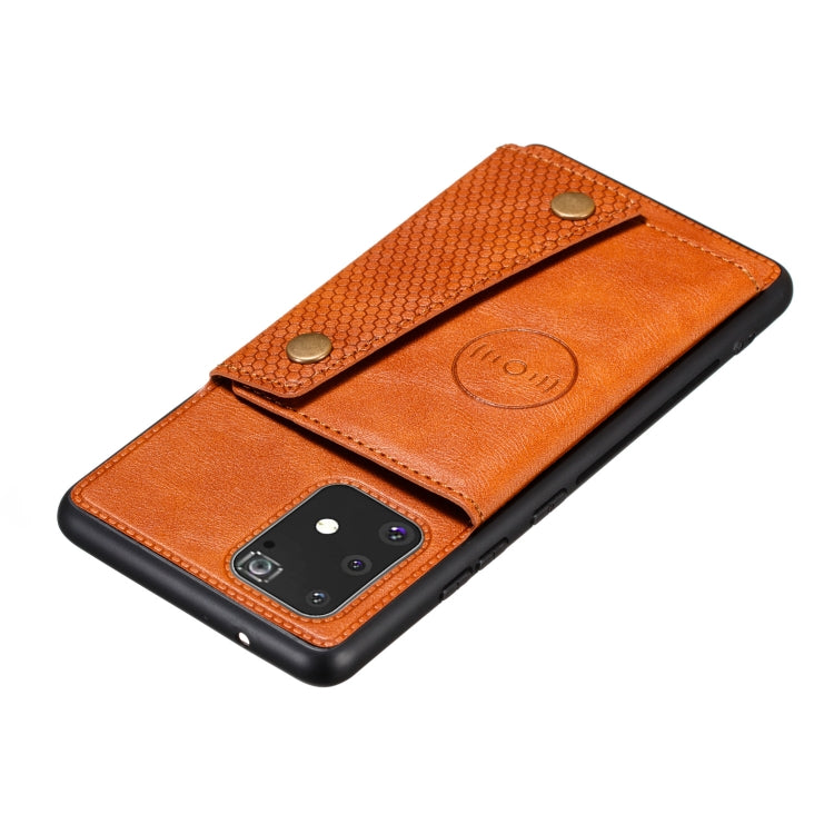 For Galaxy A91 / M80s PU + TPU Shockproof Magnetic Protective Case with Card Slots